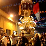 Fruit sellers candelora during the party at ATM in Catania during the Saint Agatha festival. February the 4th.
