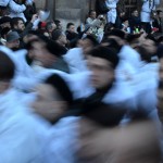 The procession is moving up the Via Cappuccini in Catania, during the Saint Agatha festival. February the 4th.
