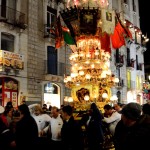 La candelora dei pescivendoli in via Etnea durante la festa di Sant'Agata a Catania