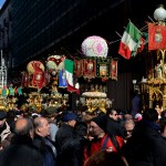 Candelore in Via Etnea il 3 febbraio durante la festa di Sant'Agata a Catnia